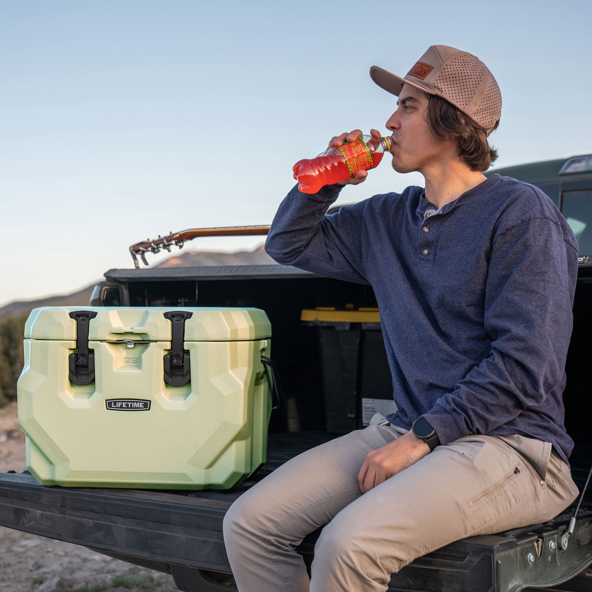 Lifetime 28 qt Bear-Resistant Camping Cooler, Premium High Performance, Ice Retention, Hard Cooler, 20 Can Capacity, Sage Green (91416)