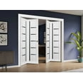thumbnail image 3 of Sliding Closet Double Bi-fold Doors | Quadro 4588 White Silk with Black Glass, 3 of 5