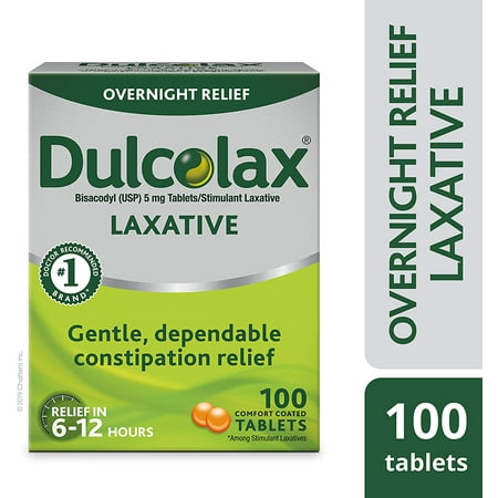 Dulcolax Overnight Relief Laxative for Gentle Constipation Relief, Bisacodyl 5 mg Tablets, 100 (Best Medicine For Constipation Uk)