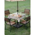 thumbnail image 4 of Outdoor Tablecloths with Umbrella Hole & Zipper, Spring Botanical 54x54 Inch Square Tablecloths, Green Leaves Deers Birds Flowers Gray Plaid Waterproof Table Cloth, Patio/Pool/Picnic Table Covers, 4 of 8