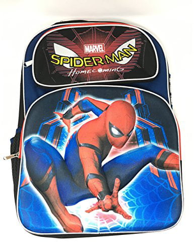 Marvel Spiderman Backpack Full Size 15" School Book Bag NWT black,red spider-man 