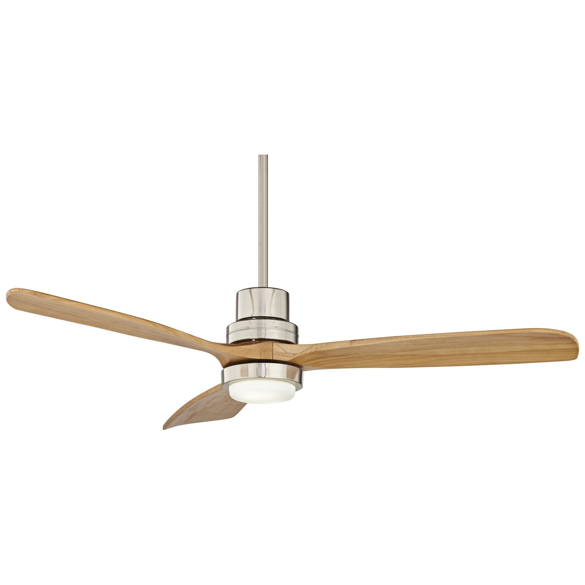 52" Casa Vieja Delta-Wing DC Modern 3 Blade Indoor Ceiling Fan with LED Light Remote Control Brushed Nickel Natural Solid Wood for Living Room Kitchen