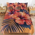 thumbnail image 6 of 3 Pcs Soft Bedding Set, Includes 1 Duvet Cover with Zipper And 2 Pillow,Shams Hawaiian Hibiscus Garden Orange Flowers Twin(86"x70"), 6 of 8