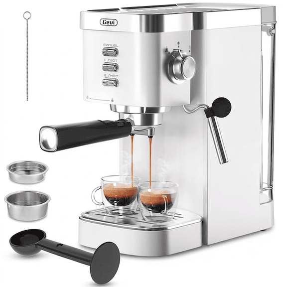 Gevi 20 Bar Espresso Machine with Milk Frother Wand, Compact Espresso and Cappuccino Maker for Home, White