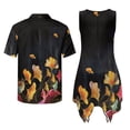 thumbnail image 3 of Psesaysky Golden Leaves Print Men's Button Down Shirts,Women's Flared Mini Dress Sleeveless Sundress for Summer Beach Valentine's Day Couple Matching Outfit,Art Design, 3 of 7