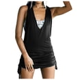 thumbnail image 3 of Women's Casual Fashion V-Neck Sleeveless Summer Solid Color Strapless Dress, 3 of 5