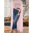 thumbnail image 4 of Gupgi Women Sheer Cape Tops Solid Color Crew Neck Irregular Long Cover-ups Summer Asymmetrical See Through Shawls, 4 of 9