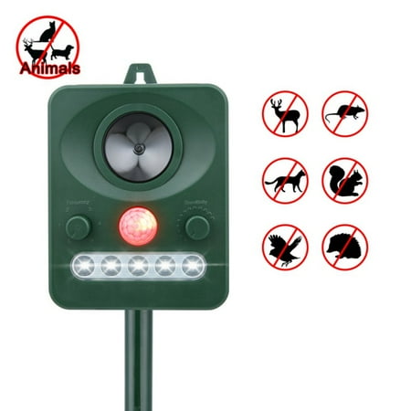 Deer Repellant - AngelCity Ultrasonic Solar Animal & Pest Repeller - With LED Lights Animal and Rodent Pest Repeller for Deer,Dogs,Cats,Birds