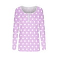 thumbnail image 6 of Women's Polka Dots Kint Undershirt Long Sleeve T-Shirt Ribbed Detail Base Layer Casual Top, 6 of 6