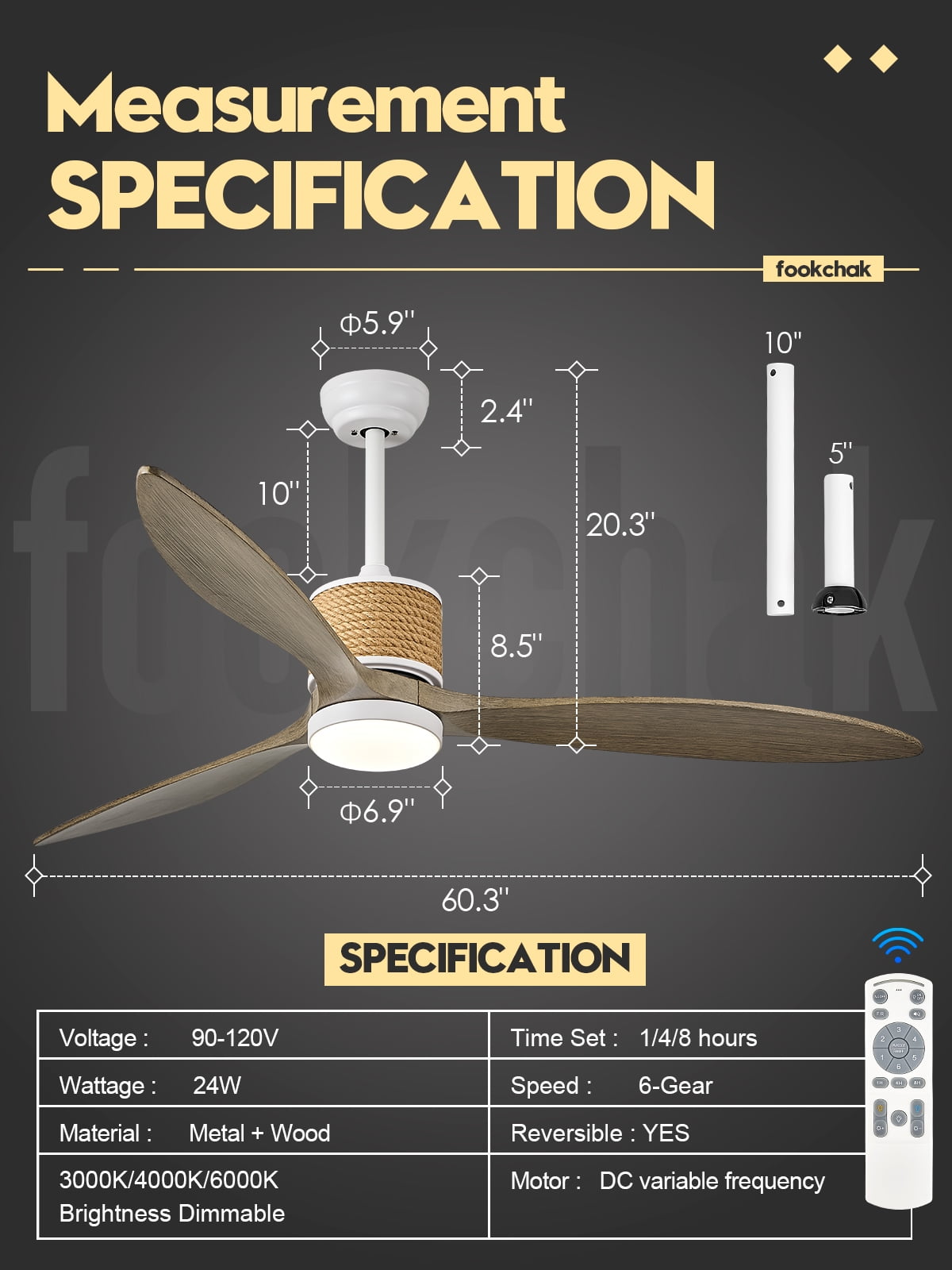 60in Boho White Ceiling Fan Lights with Remote Control 3 Blade Hemp Rope Ceiling Fans with Light Coastal Weathered Wood Ceiling Fan Outdoor Farmhouse Fan Light for Patio Living Room Kitchen