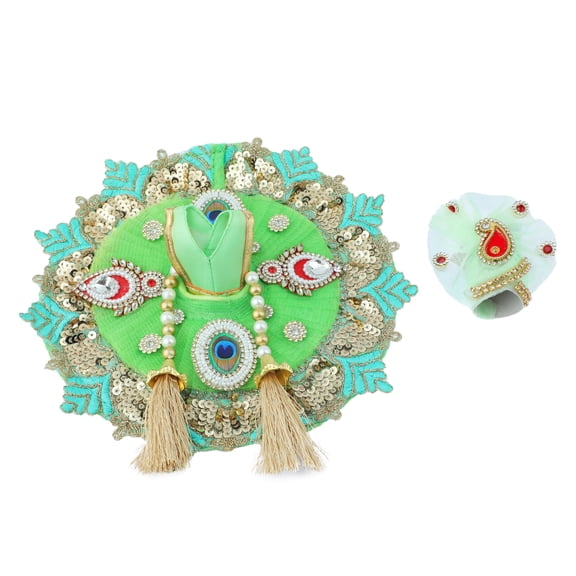 Laddu Gopal Dress Cloth Bhagwan Poshak of God Bal Gopal Kanha Kanhaiya Dev Vastra for Metal Idol Statue for Indian Traditional Holi Festival of Colours Decor(Size:- 3-5 No.Dia- 10")(Green)