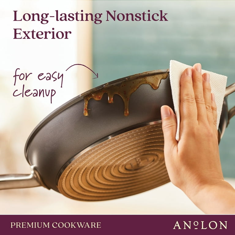 Anolon Accolade Forged Hard-Anodized Nonstick Deep Frying Pan with Lid, 12-Inch, Moonstone