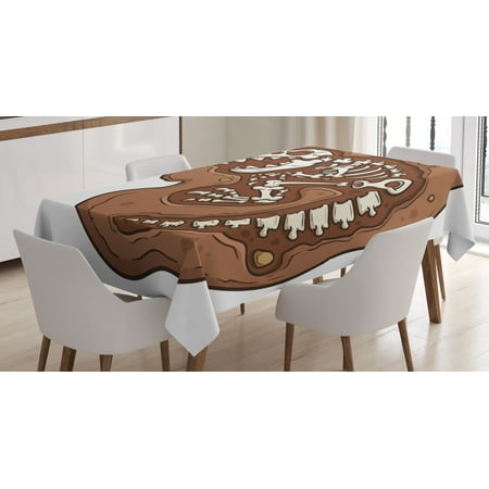 

Dinosaur Tablecloth T-Rex Fossil in the Ground Clip Art Style Dead Bones Archeology Prehistory Theme Rectangular Table Cover for Dining Room Kitchen 60 X 90 Inches Brown White by Ambesonne