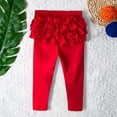 thumbnail image 3 of Ticikt Baby Toddler and Little Girls Ruffles Waist Leggings Solid Color Pants,Color:Red, 3 of 6