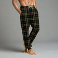 thumbnail image 3 of Fabrcox Joggers Plaid Pj Pants for Men Loose Fit Elastic Waist Drawstring Mens Loose Fit Pj Pants with Pockets Casual Comfy Spring Sleepwear Dark Green M, 3 of 5