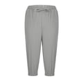 thumbnail image 5 of Women's Jogger Shorts, High Waisted Knee Length Casual Summer Pants with Drawstring Waist and Cuffed Ankles, Comfortable Lounge Shorts for Home, Active, and Everyday Wear-Gray, 5 of 6