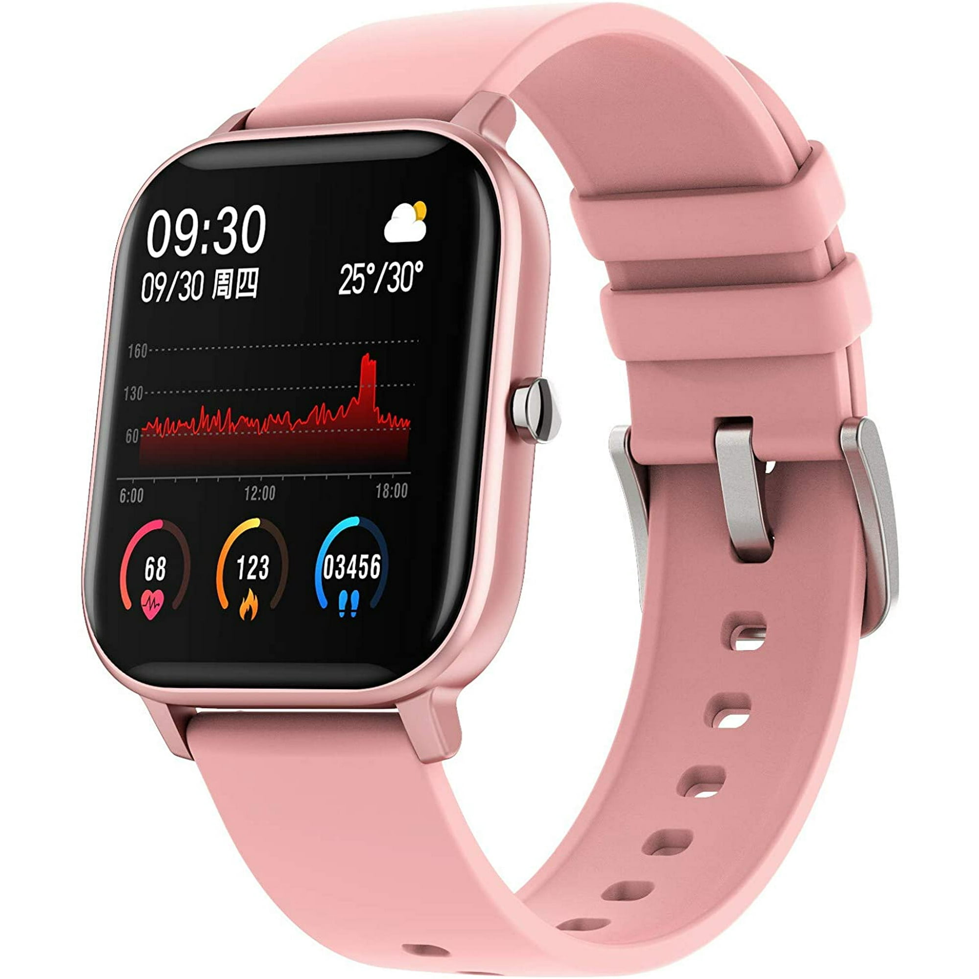 Iguohao P9 1.54 Inch Smart Watch Men Full Touch Fitness Tracker Blood Pressure Smart Clock Women Gts Smartwatch For Xiaomi Ios Android Pink Other