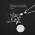 thumbnail image 6 of HZMAN Mens Cubic Zirconia Freemason Symbol Masonic Stainless Steel Pendant Necklace 22+2 inch Chain (Silver), 6 of 8