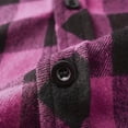 thumbnail image 6 of Men's Loose Fit Plaid Flannel Shacket Drawstring Hood Long Sleeve Button Up Casual Outdoor Shirt Jacket with Pocket Hot Pink S, 6 of 8