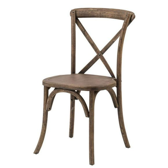 Commercial Seating Rustic Sonoma Cross Back Stackable Dining Chair, Dark Walnut (Set of 1)