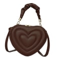 thumbnail image 3 of Bolso de hombro con forma de corazón de piel sintética con correa ajustable y elegante. Marrón, 3 of 9