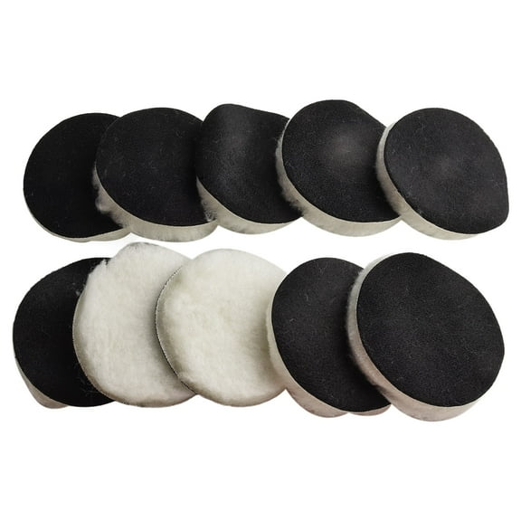 10Pcs 4Inch Woolen Polishing Pad Soft Buffer Pads Heavy Cut Pads With Hook & Loop Back Wool Cutting Pad For Car Furniture Glass Smile Home