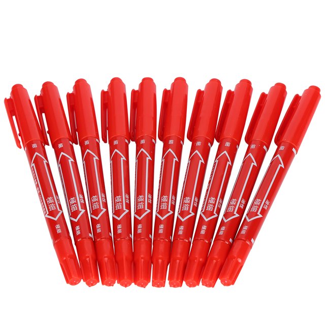Quick-Drying Marker Pen, Double-End Marker Pen Convenient For Writing Ergonomic Design No Fading Quick-drying Ink For Marker Pen For Drawing Black,Red,Blue