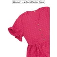 thumbnail image 6 of PULLIMORE Women's Summer Dresses Casual Ruffle Sleeve V Neck Swiss Dot Mini Babydoll Dress (Rose Red,XL), 6 of 10