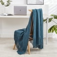 thumbnail image 2 of Modernly Basic Blue Acrylic Knit Throw, 50” x 60”, 2 of 7
