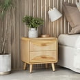 thumbnail image 2 of COZAYH 2-Drawer Farmhouse Nightstand, Mid Century Nightstand Fully Assembled with Handcrafted , Boho, Rustic Style, Natural Wood, 2 of 7