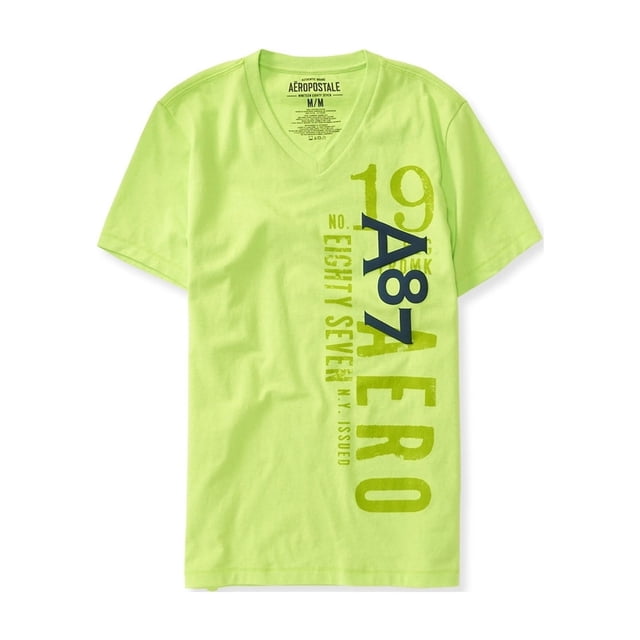 Aeropostale - Camiseta gráfica con cuello en V Vert para hombre, verde, XXL Aeropostale Camiseta gráfica