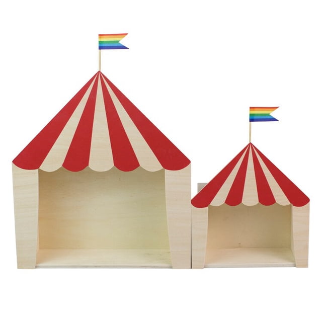 Rack Ins Style Solid Wood Circus Large Log House Rack Ornaments Storage Box Kids Room Pendant Photograph Props heqiyong LED