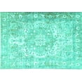 thumbnail image 1 of Ahgly Company Indoor Rectangle Persian Turquoise Blue Traditional Area Rugs, 2' x 5', 1 of 4