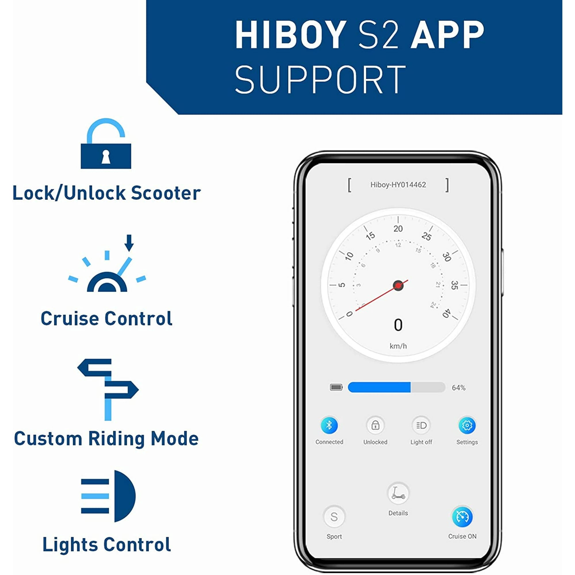 (Secondhand) Hiboy S2 Electric Scooter - 8.5 inch Solid Tires, 350W Motor, 17 Miles Long-Range & 19MPH Max Speed Commuting Scooter with APP