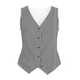 thumbnail image 4 of ATOYSOY Womens Fashionable Striped Sleeveless Vests V Neck Button Down Breathable Waistcoat Loose Comfortable Casual Tops Fashion Apparel For Summer Daily Beach Street Wear, 4 of 5