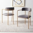 thumbnail image 2 of Safavieh Camille Modern Wood and Fabric Dining Arm Chairs, Dark Gray/Gold (Set of 2), 2 of 6