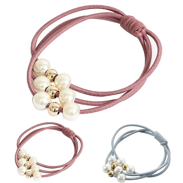 Sweet Women Multi Layer Faux Pearl Beads Hair Ring Rope Elastic Ponytail Holder