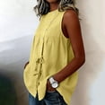 thumbnail image 5 of Dvprdro Womens Round Neck Tie Front Tank Top Linen Sleeveless Loose Fit Solid Summer Casual Tops, 5 of 7