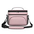 thumbnail image 2 of Pink and White Checkered Pattern Insulated Lunch Box for Women Men, Medium Leakproof Cooler Bag with Adjustable Strap, 10"x6.7"x8", 2 of 6
