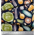 thumbnail image 2 of Soimoi Blue Cotton Duck Fabric Mixed Vegetable Print Sewing Fabric Yard 42 Inch Wide, 2 of 3