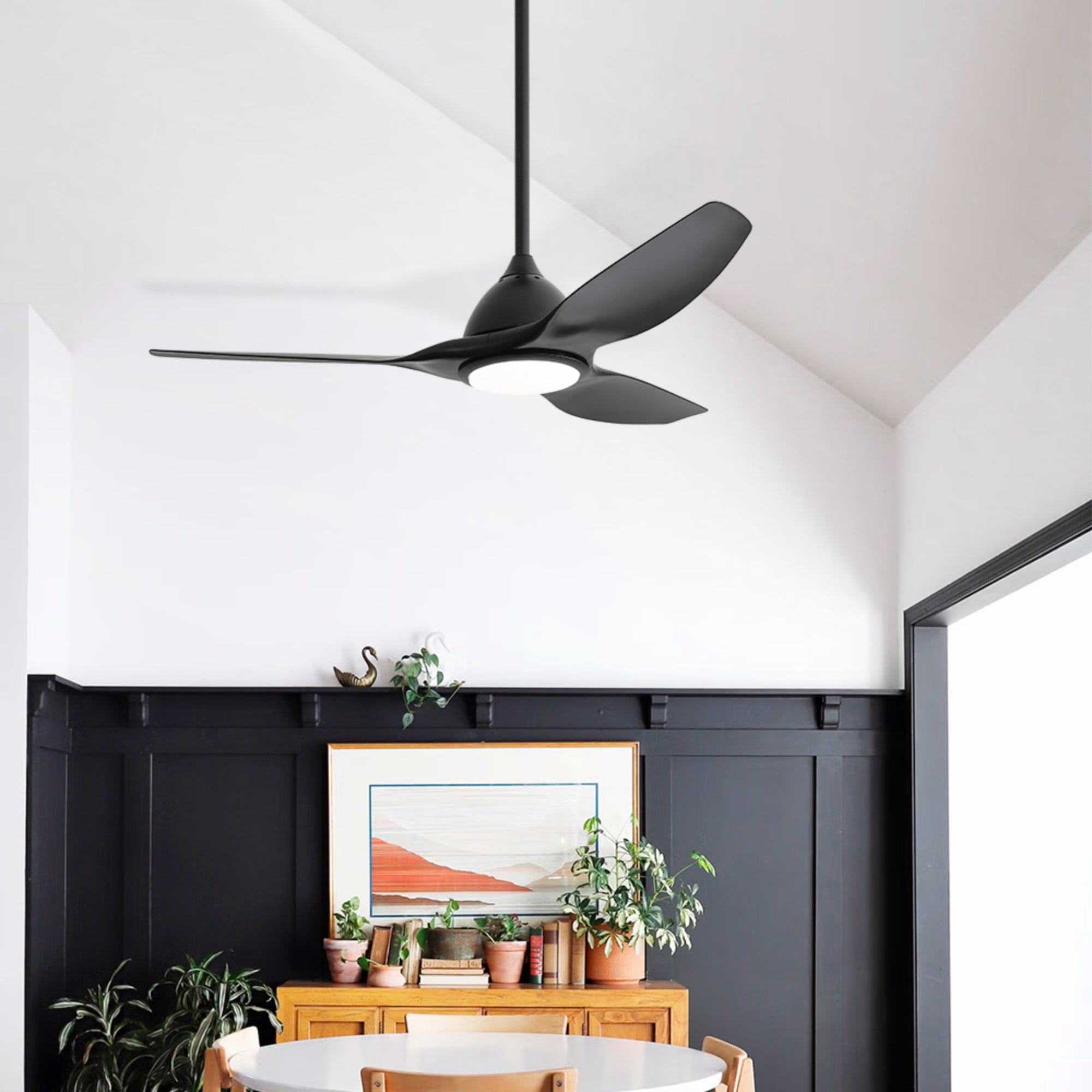 Sofucor 52 Inch Ceiling Fans with Lights and Remote Control, 3 Down Rods Outdoor Ceiling Fan with Light, Dimmable LED Light, Noiseless Motor & 3 Reversible Wood Blades