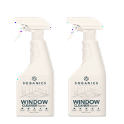 Soganics Eco-Friendly Window Glass Mirror Spray Cleaner, Streak-Free, Household, Multi-Surface, Sensitive Skin, Plant-Based, Organic, Vegan & Cruelty-Free, 16.9 fl oz, (2 Pack)