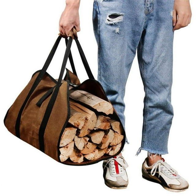 Bolsa de Transporte de Leña Bolsa de Lona para Leños Resistente al Agua Accesorios Plegables para Chimeneas JM