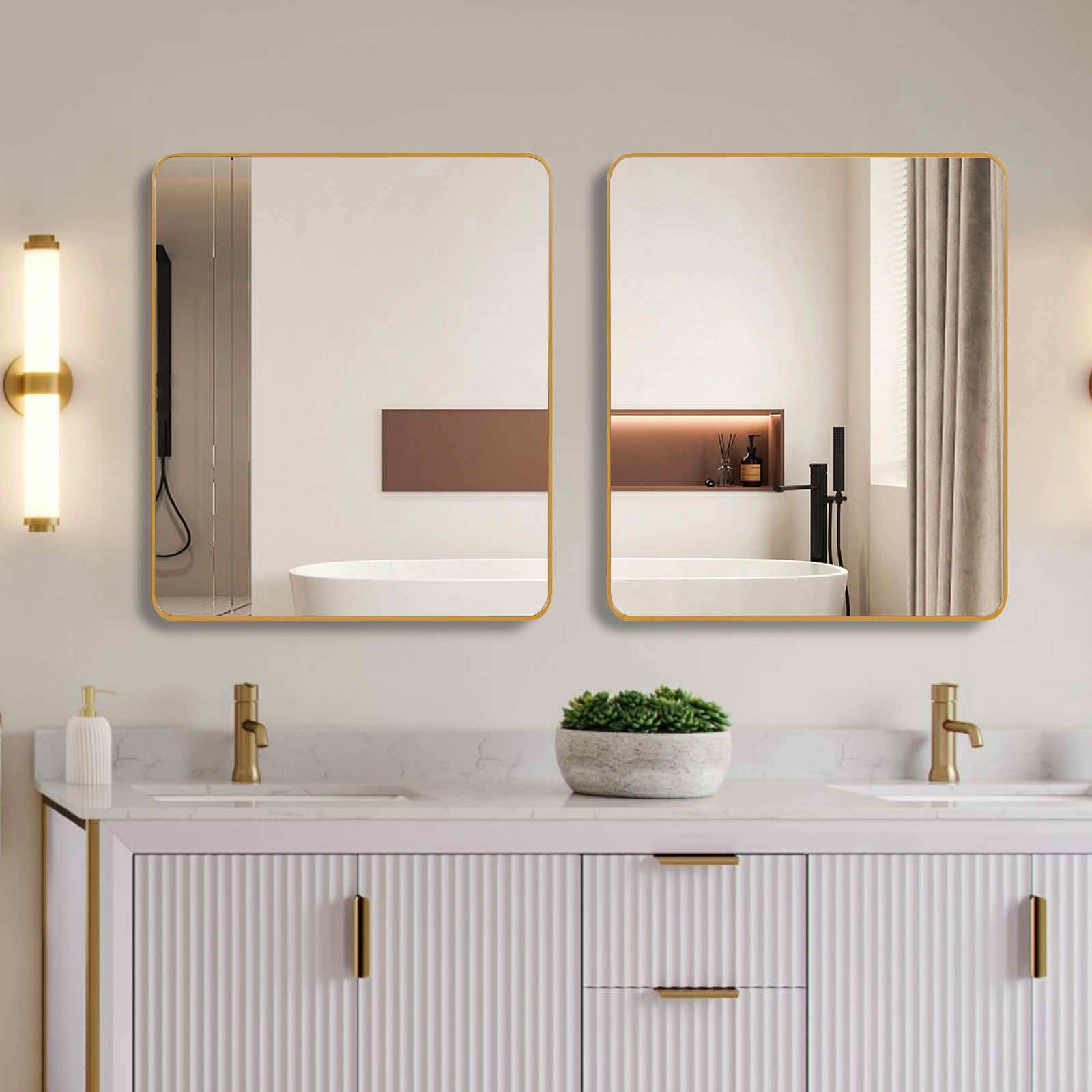 MAYEERTY 36x36 Inch Gold Metal Framed Square Bathroom Wall Mirror, for Bathroom and Powder Room