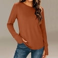 thumbnail image 2 of yillto Tops for Womens Long Sleeve Basic Solid Color Tshirts Loose Lightweight Crew Neck Casual Tees Top, 2 of 6