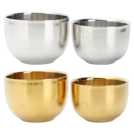 

4Pcs Stainless Steel Cups Double Layer Coffee Cups Heat Insulation Water Cups