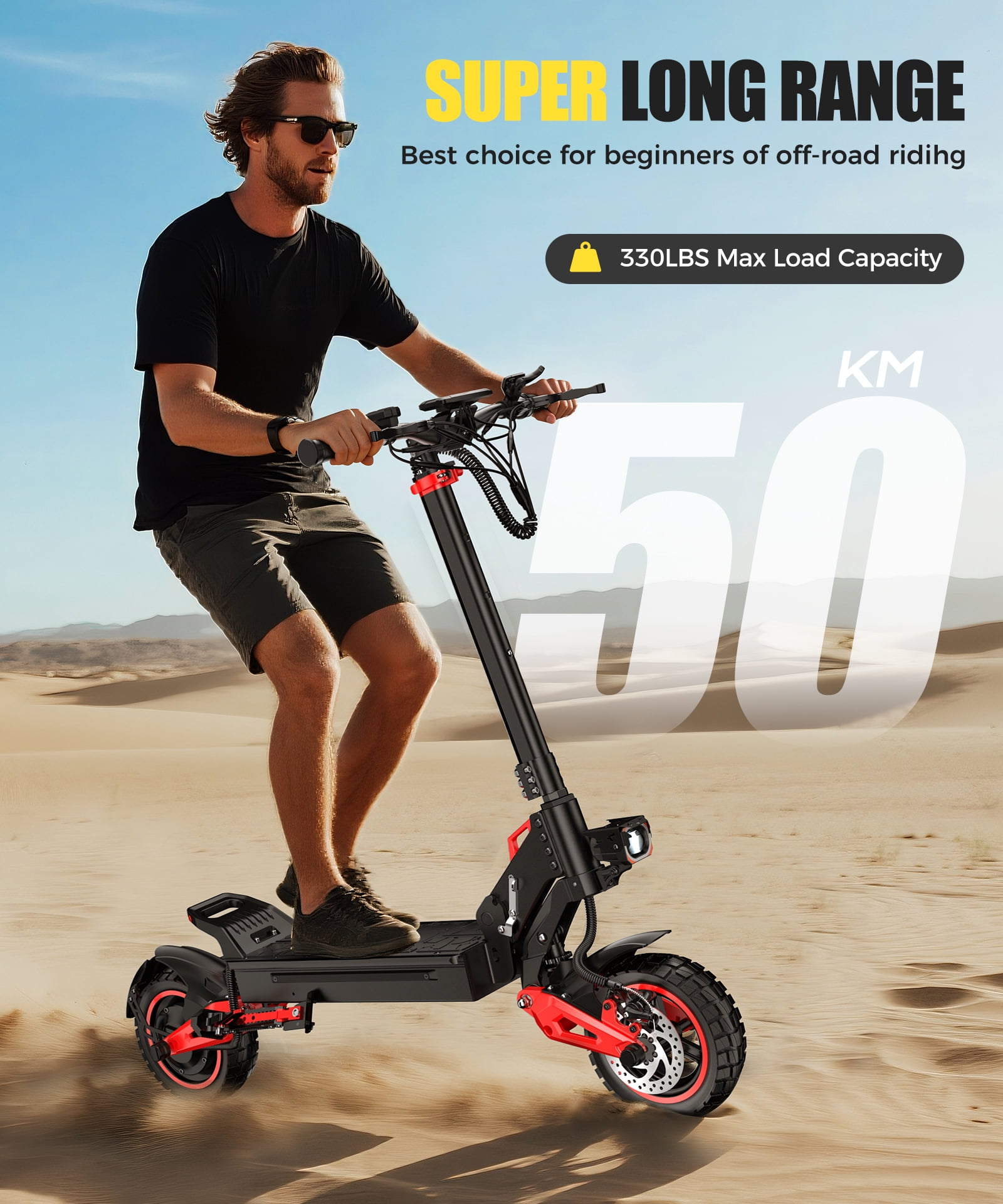 FREEBOY J15-max Off-road Electric Scooter,11 inch Pneumatic Tires,Easy Folding Design,Automatic Lighting System 1600W Brushless Motor,Real-Time LCD Display