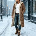 thumbnail image 6 of Smupbvky Mens Long Puffer Coat Hooded Fuzzy Fleece Lined Zip Up Jacket Winter Trendy Casual Warm Outerwear (XL, Brown), 6 of 6