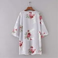 thumbnail image 4 of Kimono Rétro à Long Châle Floral pour Femmes Grande Taille, Cardigan à Manches 3/4, Manteau de Plage, 4 of 6
