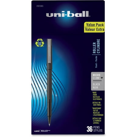 uni-ball Roller Pens, Micro Point (0.5mm), Black, 36